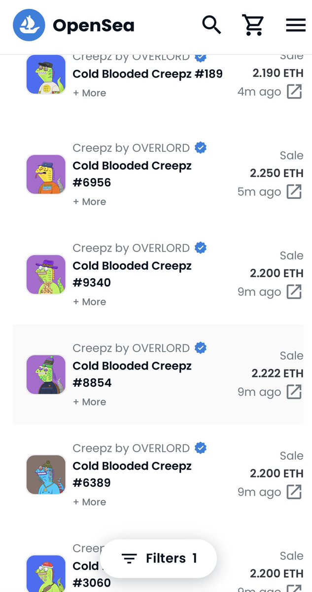 Looks like people are finally starting to see what <a href="/Overlord_xyz/">Overlord</a> has ACTUALLY been building. Creepz getting swept like crazy this morning. Floor up to 2.25 ETH. Still super undervalued. New partnerships with <a href="/WME/">WME</a>/<a href="/Spotify/">Spotify</a> and this is just the beginning! <a href="/jo3car/">JC ███████████</a> 🦎🫡