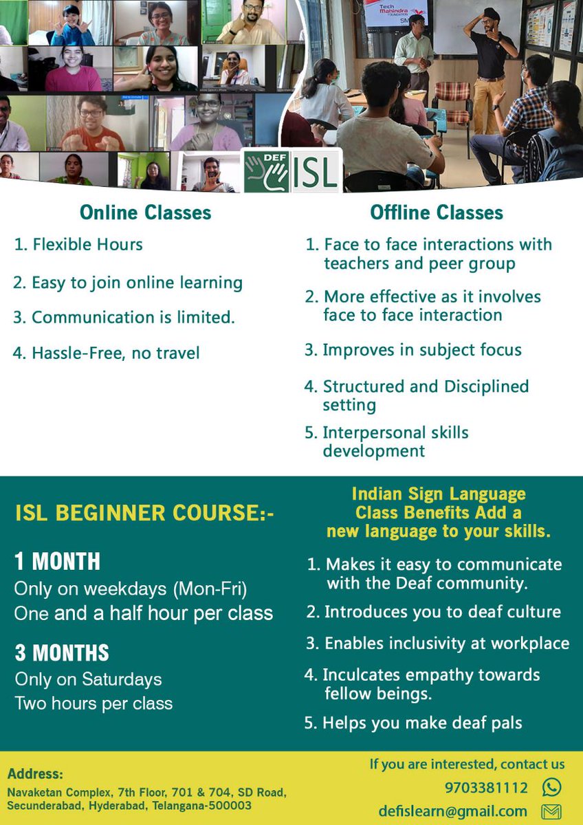 deafenabled's tweet image. A different language is a different vision of life. Hurry up! Only limited seats are available. Let's join our DEF- ISL classes to feel the language of silence

#deafenabledfoundation #defisl #class #IndianSignLanguage #language #silence #join #ISL