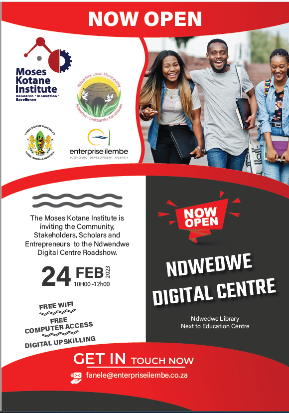 moseskotaneinst's tweet photo. MKI Digital Centre Launch!!!
The Moses Kotane Institute invites iNdwedwe Community, Stakeholders, Scholars, and Entrepreneurs to attend iNdwedwe Digital Centre Launch to be held at iNdwedwe.
#MKI
#digitalcenter https://t.co/kUFca0II4g