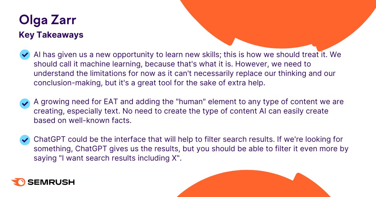 semrush's tweet photo. Our guest expert @olgazarr had some great points! We're taking notes โ๏ธ #SemrushTwitterSpace https://t.co/mfLB3Qr2U9