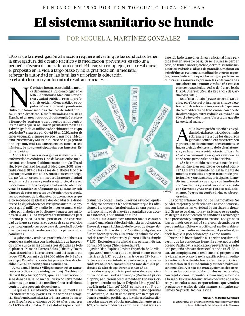 Idaaira's tweet photo. "El 91% de los casos de diabetes tipo 2 se podían prevenir con solo cinco conductas" Y esto se sabe desde el 2001. Se lee en 5 minutos, merece la pena. #MPYSP #MedicinaPreventiva #SaludPública https://t.co/ezHHsmhE9S