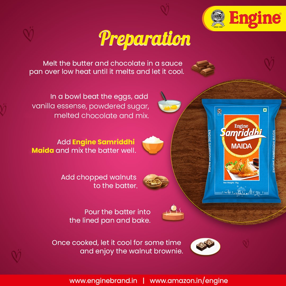 EngineBrand_in's tweet photo. Home is where you are... with food!
If you want to win some brownie points with your special one, make them a batch of these delicious #walnutbrownies &amp; enjoy it with some coffee or ice cream.
Tell us your love story with your soul-#food-mate in the caption!

#EngineBrand #Maida https://t.co/Rc40iSjGCC