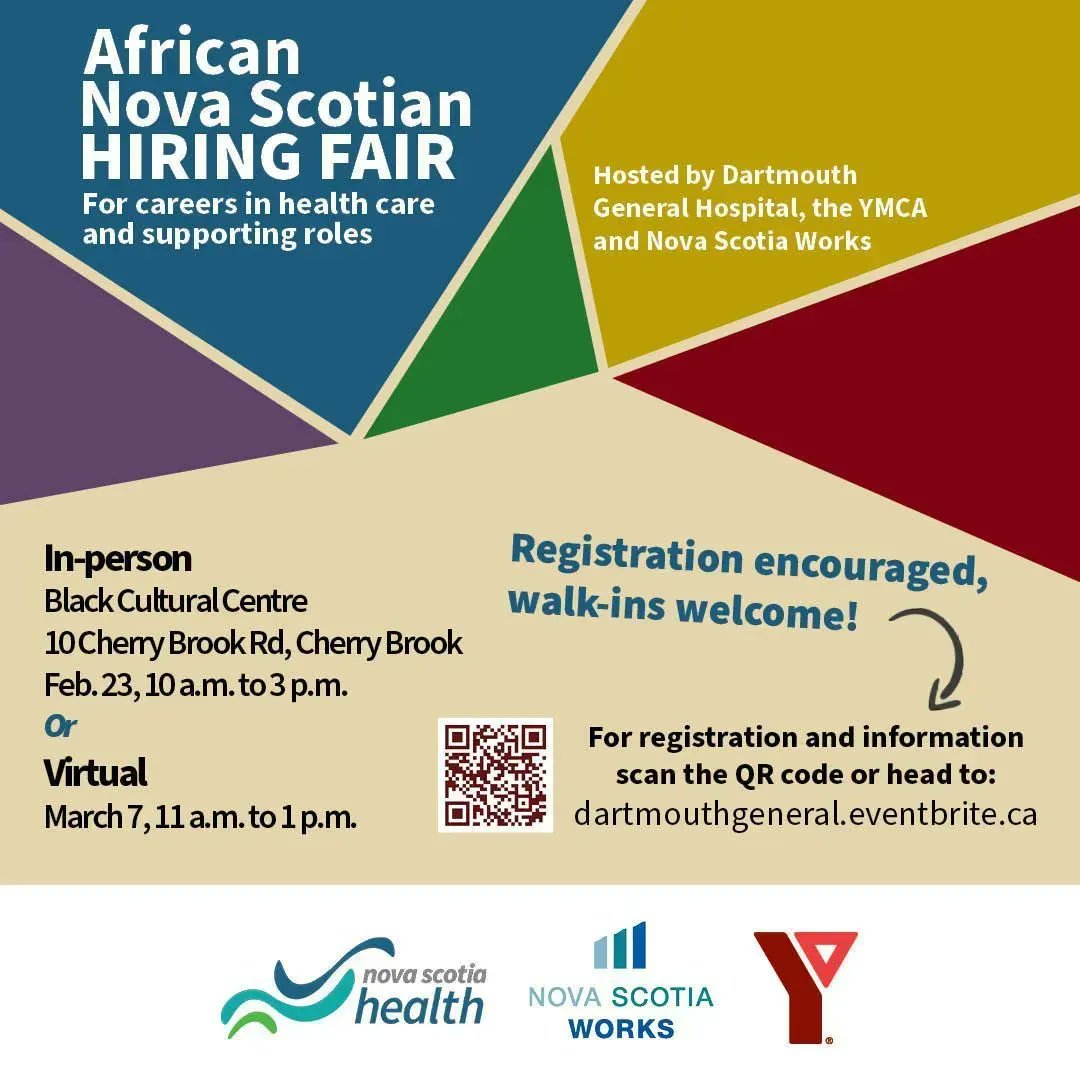 Job_Junction's tweet photo. Considering a career in health care or supporting services?
#DartmouthGeneralHospital & @YMCAHD are hosting an #AfricanNovaScotia hiring event today, 10am-3pm #BlackCulturalCentre
Learn more: https://t.co/yGSmg6VS99 #NSWorks #hiring #healthcare @nsworksonline @NSGEU @NS_nurses https://t.co/dMm9lhvvb4