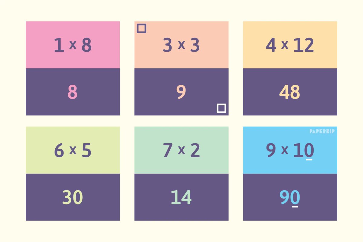 paperzip's tweet photo. A set of colourful times table flash cards from 1-12 https://t.co/QMenxhB3PR https://t.co/VBOfXZIBDq