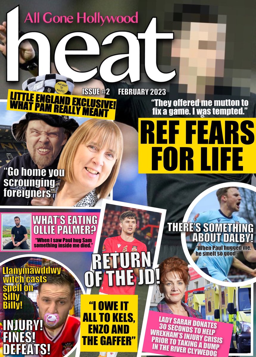 February must have been a long month for all of you anticipating the lastest edition of the go-to-gossip-mag ‘All Gone Hollywood HEAT’! #reflivesinfear #pampearce #olliepalmer #samdalby #sillybilly #jordandavies #ladysarah @fearlessidzine #wrexhamfc