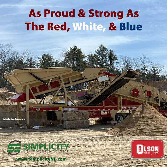 At R.D. Olson, we are proud of our colors. Simplicity Equipment & Service is the proud dealer for #RDOMFG in the Northeast. ow.ly/pbb450MR6rc #AmericanMade #aggregates #washplants #rock #stone #sand #proud #vibratoryscreener #quality