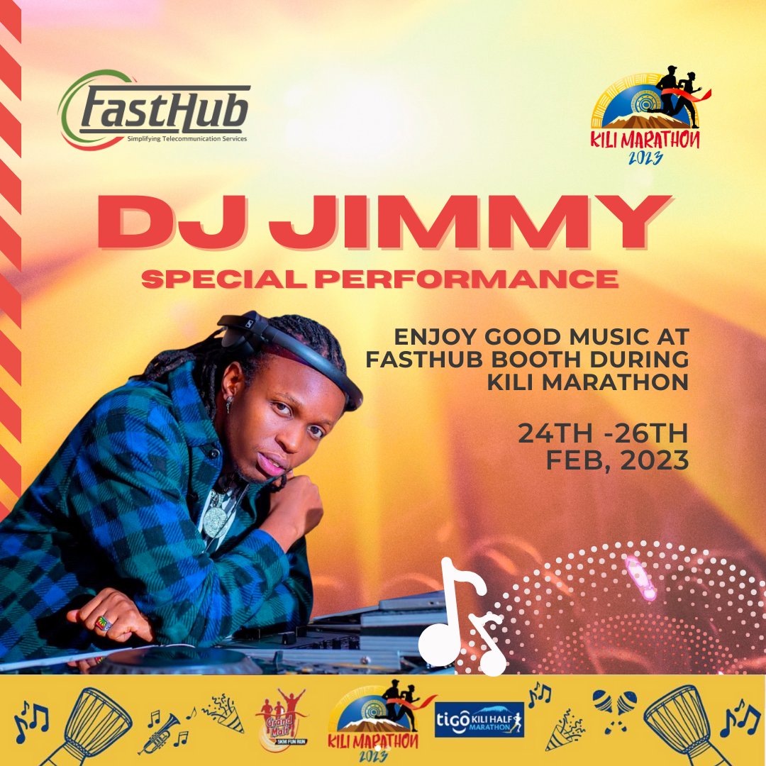 fasthubtz's tweet photo. We're excited to have DJ Jimmy spinning tunes at the FastHub Solutions booth during the Kili Marathon! Come hang with us and enjoy the beats 🎶

#DJJimmy  #KiliMarathon #FastHubSolutions #DJJimmy https://t.co/UffGnN03hq