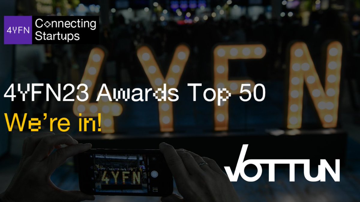 Vottun's tweet photo. We're excited to announce that Vottun has made it to the Top 50 Startups list for #4YFN23 Awards! 🌟
#MWC #Top50Startups https://t.co/0EQ0kHDVMq