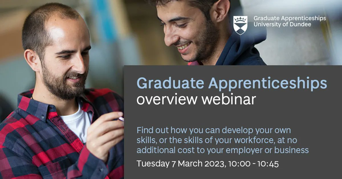 Are you an employee or employer?

Let us help you to develop your own skills, or the skills of your workforce, to Honours degree level, at no extra cost.

Join us on Tue 7 March to learn more about our Graduate Apprenticeship Programme.

Register today!

eventbrite.co.uk/e/graduate-app…