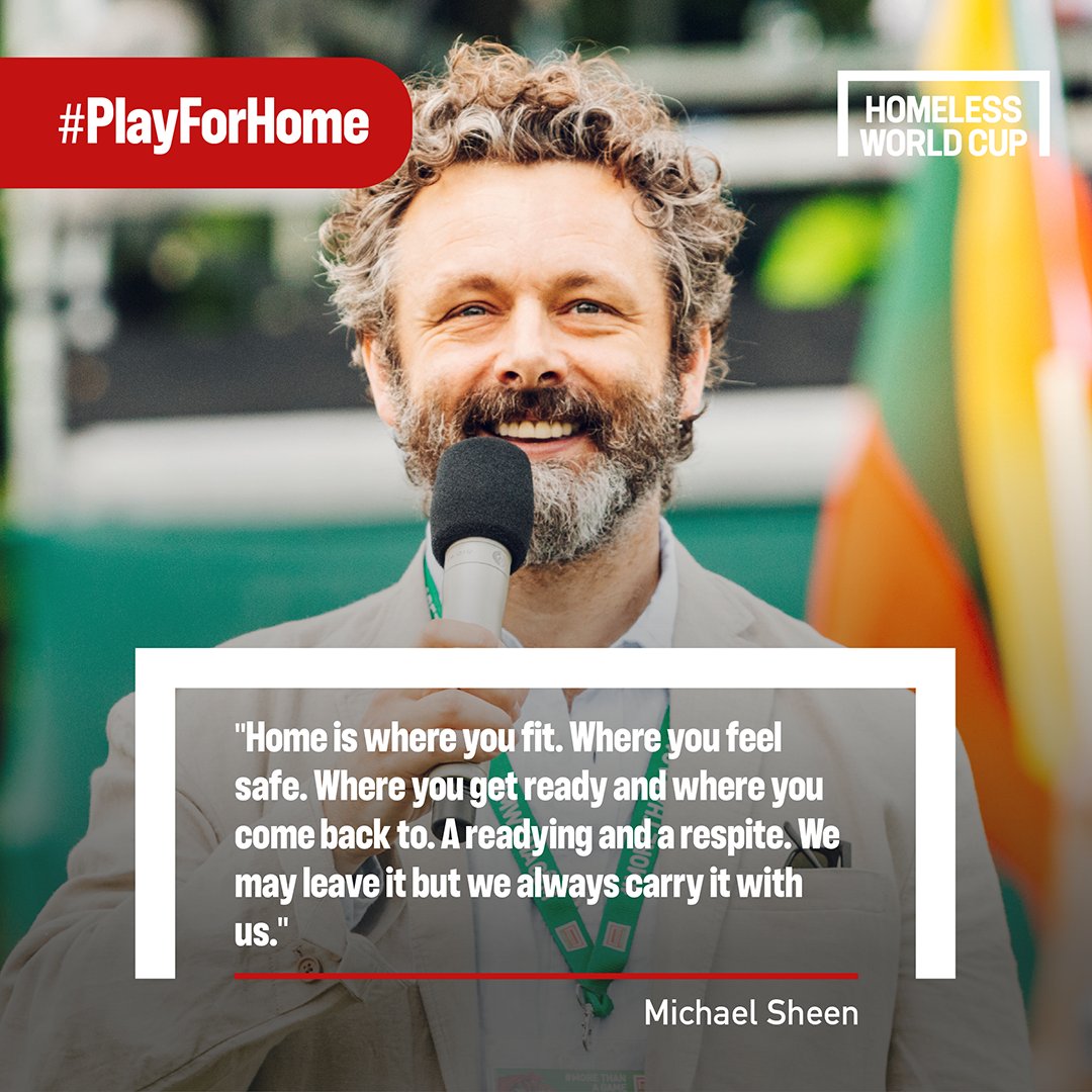🗣 "Home is where you fit. Where you feel safe. We may leave it but we always carry it with us" <a href="/michaelsheen/">michael sheen 💙</a> 

#PlayForHome and donate to the Homeless World Cup 
➡️ bit.ly/3ki6huf

#150millionreasons | #MoreThanAGame