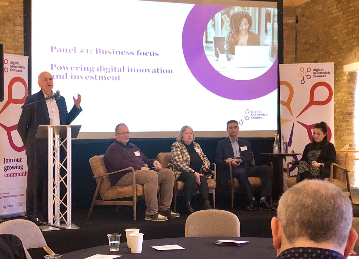 SELondonChamber's tweet photo. President Helen McIntosh attending and sitting on the panel at the launch of Digital Greenwich Connect with @MrOkereke and @DGCities @woolwich_works #digitalgreenwichconnect #selondonchamber https://t.co/1XsA5G2Ufu