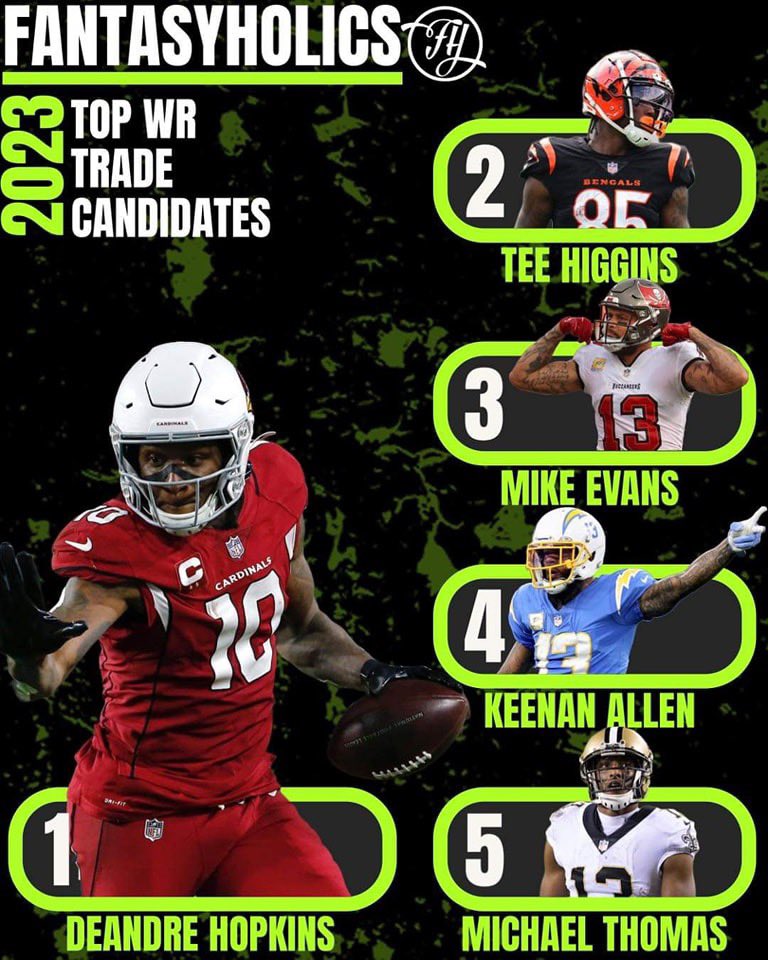 FantasyHolics1's tweet photo. Not only are these 5 Wide Receivers proven elite producers at the NFL level, but I'd put the likelihood of them actually changing teams significantly higher than any of the other positions covered.
Where would you like to see them play?
#TheGoodShepard https://t.co/OlD0DdPxLY