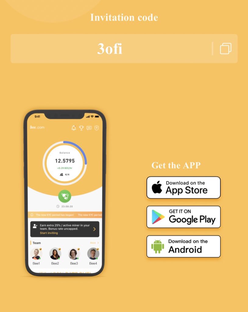 Bee_3ofi's tweet image. بی ای ای نیٹ ورک اسی ٹیم میں مفت میں شامل ہوں!!!! ڈاؤن لوڈ کریں، انسٹال کریں اور فوراً کان کنی شروع کریں۔ مفت میں BEE سککوں کی کان کے لیے نئی ایپ۔ مکھی مفت میں: 3ofi 👇 j.bee.com/s?a=3ofi&amp;amp;f= پر ڈاؤن لوڈ کریں۔ #BeeNetwork #_اليوم #beeliever #Binance   #Bitcoin #BeeNetwork #bee