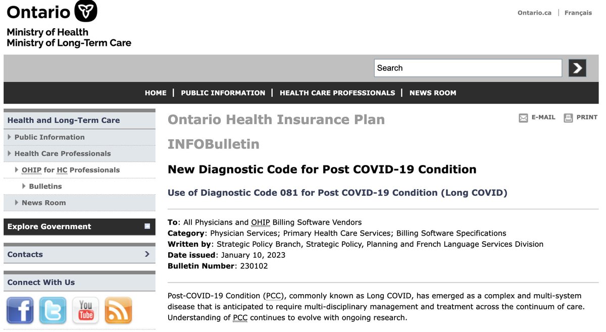 Great news! Doctors in Ontario now have a billing code to use for patients who develop Long COVID from the disease we're pretending is over and doing nothing about.