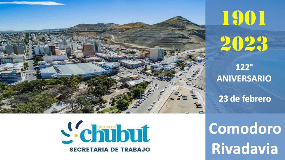 TrabajoChubut's tweet photo. Feliz 122º aniversario 📍#Comodoro

Un cálido saludo a los vecinos y vecinas de Comodoro Rivadavia https://t.co/4qEz5TR6tx