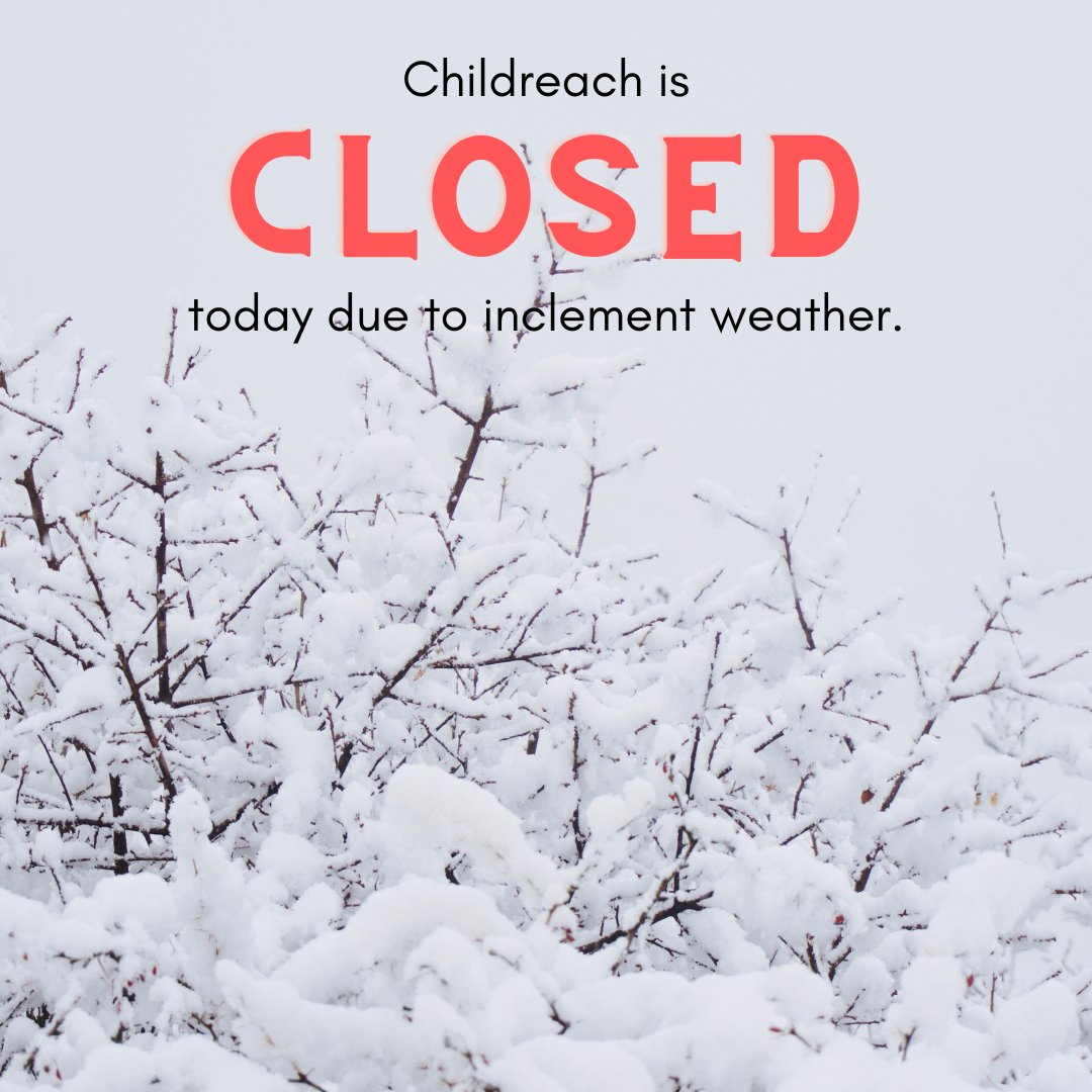 Childreach will be closed today including the ECE Resource Centre due to inclement weather.  Please note that the Wild Child Outdoor Playgroup today at Westminster Ponds has also been cancelled.  Stay safe!
#LdnOnt #ONStorm