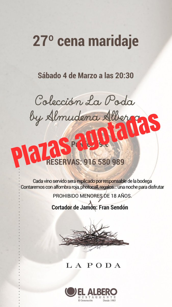 Muchas gracias a todos por la buena aceptación que ha tenido la 27 Cena Maridaje. Ya se han agotado todas las plazas.