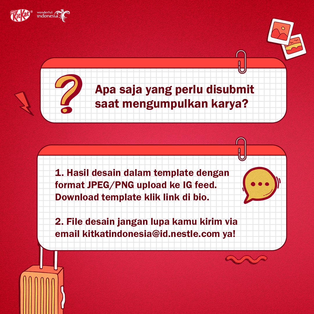 artistmenfess's tweet photo. ...

Menarik kan? Cus ikutan challengenya karena karya kamu akan dipake jadi kemasan edisi terbatas dan spesial KitKat.

Istilah berdua lebih baik dari sendiri bener banget nih. Untukmu yang pengen join bareng bestiemu, kamu bisa banget daftar di kategori Tim (Tim 2 Orang).

... https://t.co/bCMpTlfr80