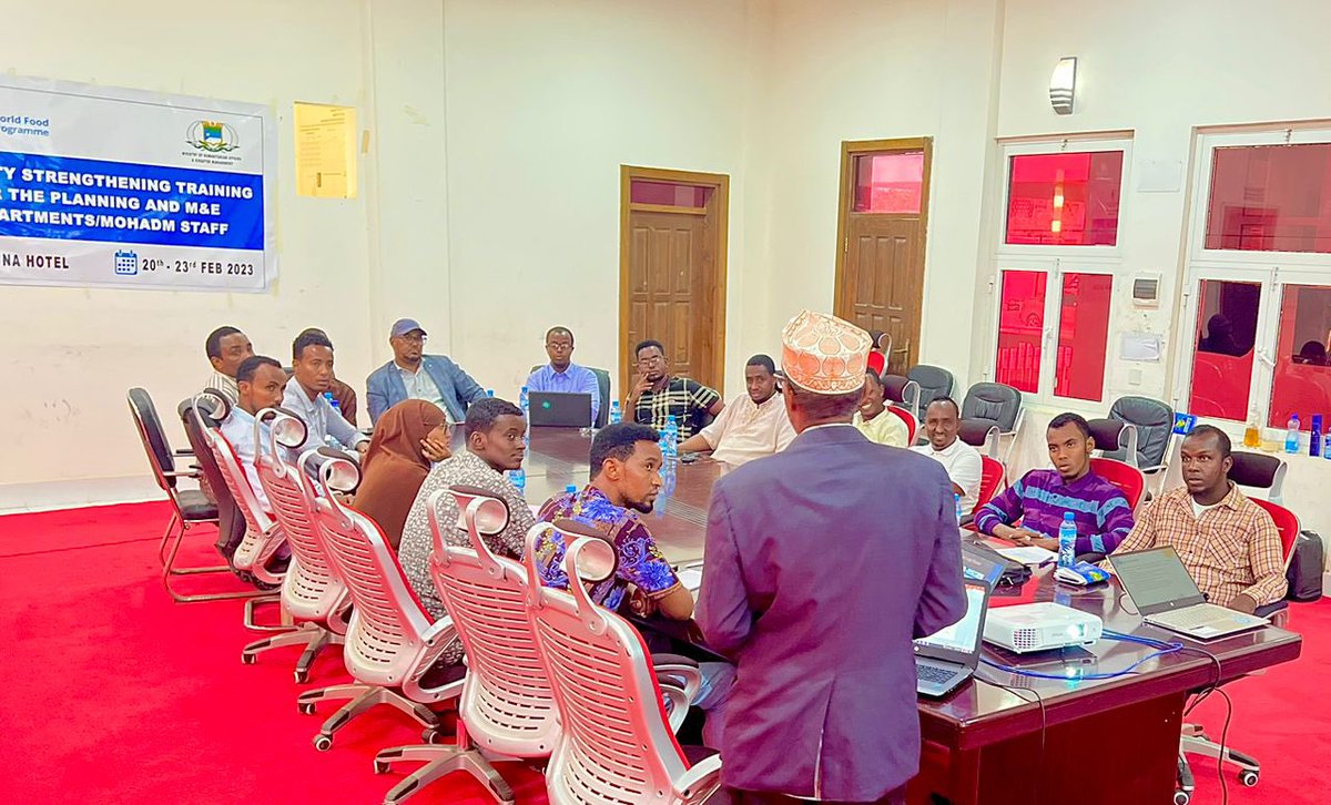 garane_farah's tweet photo. MOHADM-JSS has today concluded a four day capacity building training for its staff. The training which was about strengthening the M&amp;E &amp; Planning sectors of the Ministry was officially closed by the MOHADM-DG Aden Garane. https://t.co/6WxPn6LCet