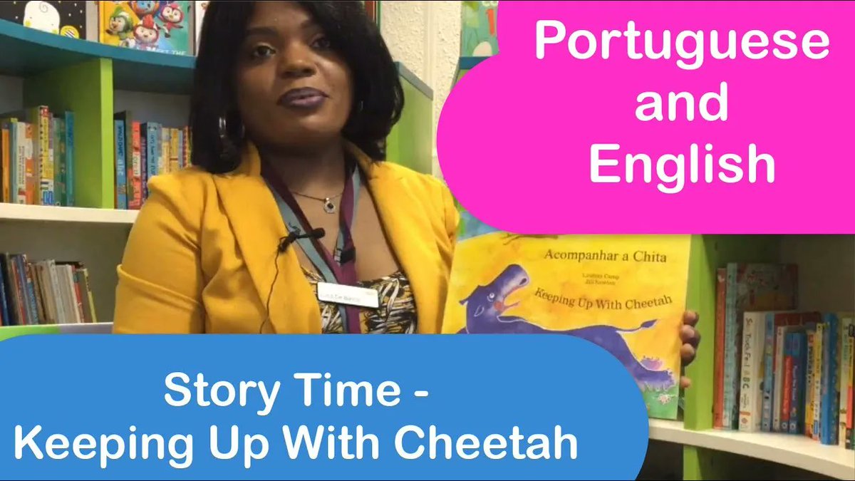 Bilingual Story Telling. Luisa De Barros storytells "Keeping Up with Cheetah" in Portuguese and English. There are many ways to tell the same story in two languages  - via the e-book version for whiteboard, or by the wordless storyprops.
buff.ly/3IO9tqR