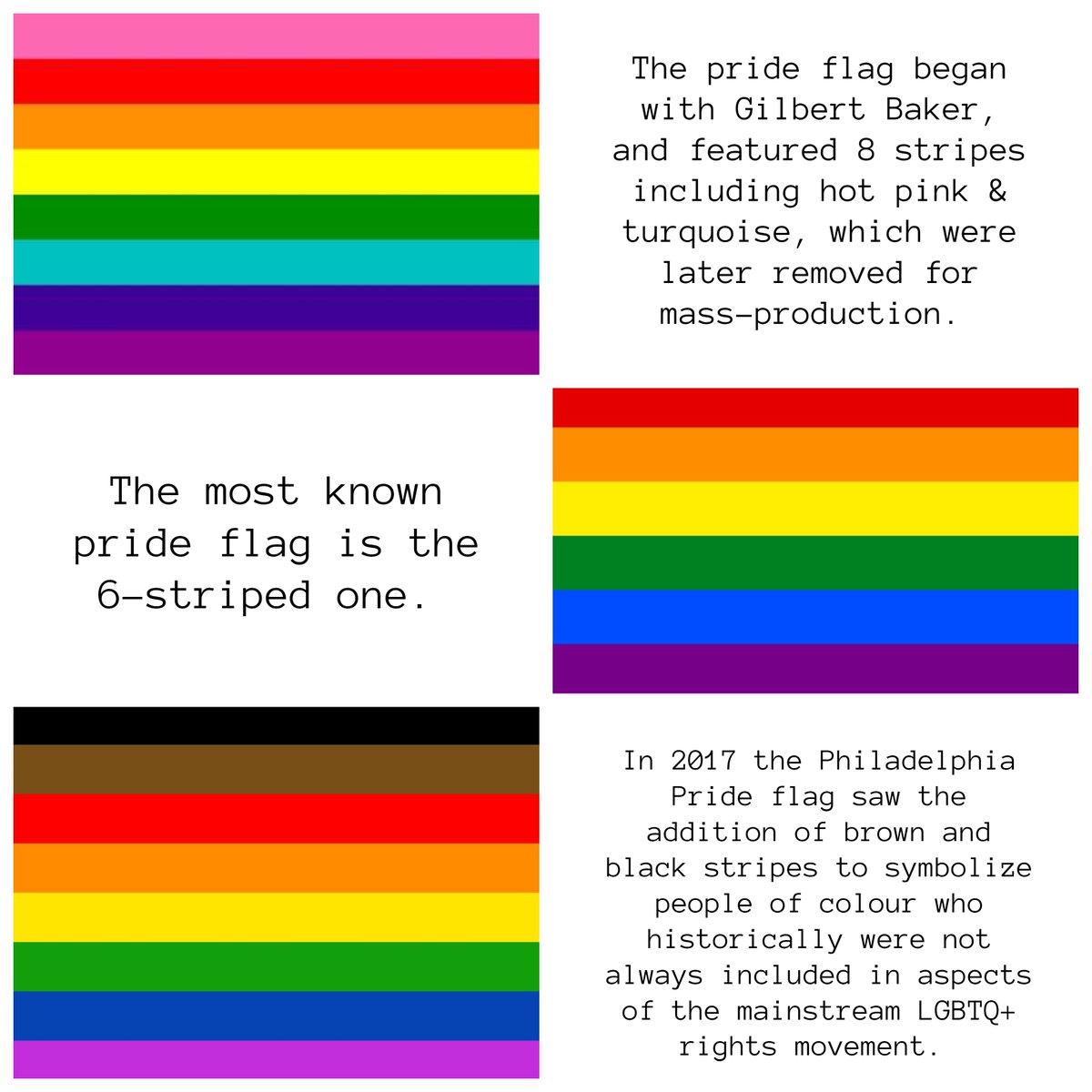 walsallforall's tweet photo. #LGBTQPlusHM The history of the #LGBTQ+ #PrideFlag has seen many different iterations of the years #GilbertBaker #PhiladelphiaPrideFlag #PrideProgressFlag #Transgender #Intersex #LGBTQIA https://t.co/gvgsZb0waE