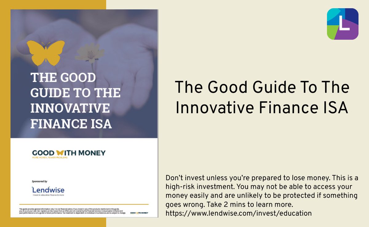 Lendwise_UK's tweet photo. Download the Good Guide To The Innovative Finance ISA https://t.co/sJvxkJQrCQ
β οΈ Take 2 mins to learn about the risks of investing- https://t.co/MHbjsynYbK
#lendwise #isa #ifisa #goodwithmoney #socialimpact #ethicalinvesting #competitivereturns https://t.co/x03xA7alUJ