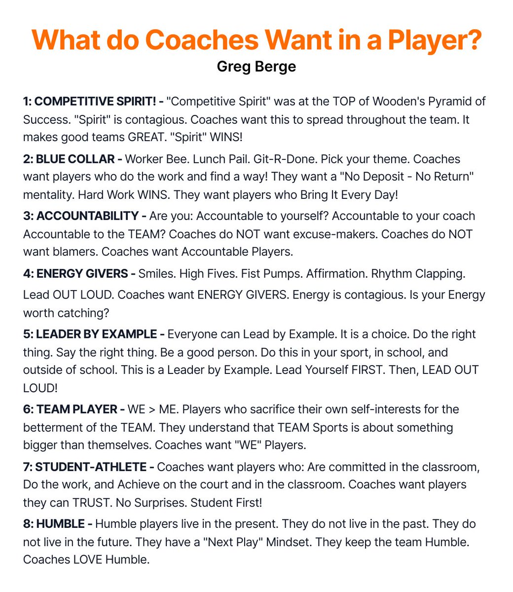 GregBerge's tweet photo. What do Coaches Want in a Player? 👇 https://t.co/2I1pRXMImT