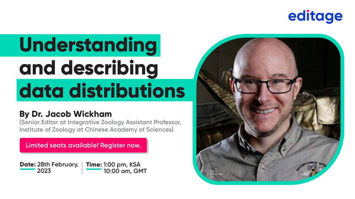 Editage's tweet photo. Last reminder to book your slot ➡️https://t.co/kJO11SP2fn
Learn how to get probability distribution, estimation, and hypothesis testing right for your research paper with @JacobDWickham. Register now.
#StatsWithEditage #AcademicTwitter #MedTwitter #DataAnalysis #Webinar https://t.co/kVLh2K6Grp