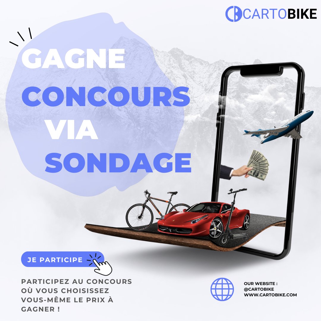 cartobike's tweet photo. Participez à notre sondage CARTOBIKE et ayez peut-être la chance de gagner un prix de votre choix !
Nous avons besoin d'au moins 600 réponses pour que le concours soit valide.
Fin du concours : 21.03.23
Résultats annoncés LIVE TIKTOK: 21.03.23 à 17H
LIEN: https://t.co/ipmAnjRJZu https://t.co/cRBSum8QfQ