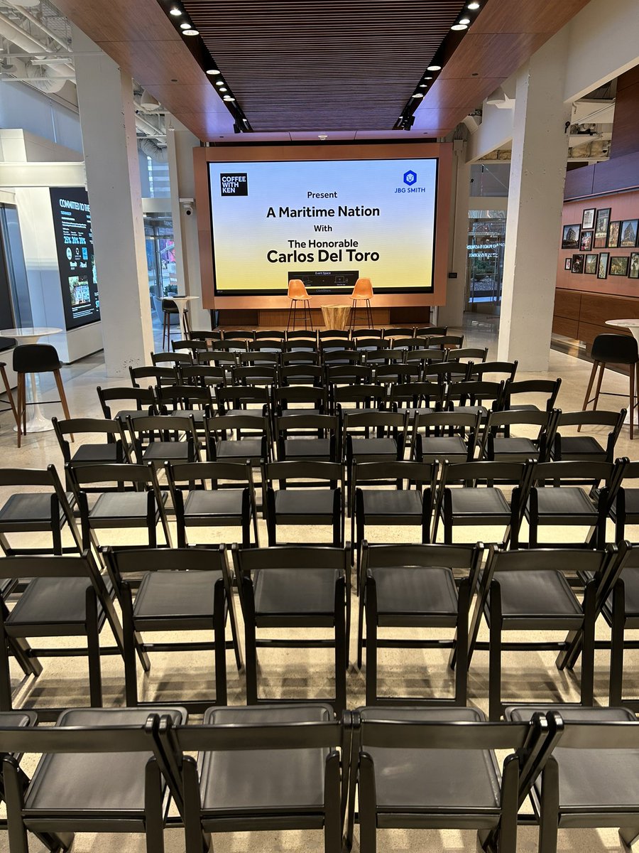 @SECNAV everything is ready for our #coffeewithken this morning @NationalLanding with @jbgsmith! For those of you that want to watch from home - visit CoffeeWithKen.com to register and watch our convo live at 10am ET.