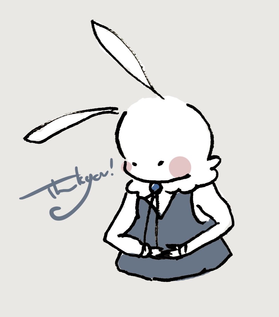 simple background rabbit solo no humans grey background signature vest  illustration images
