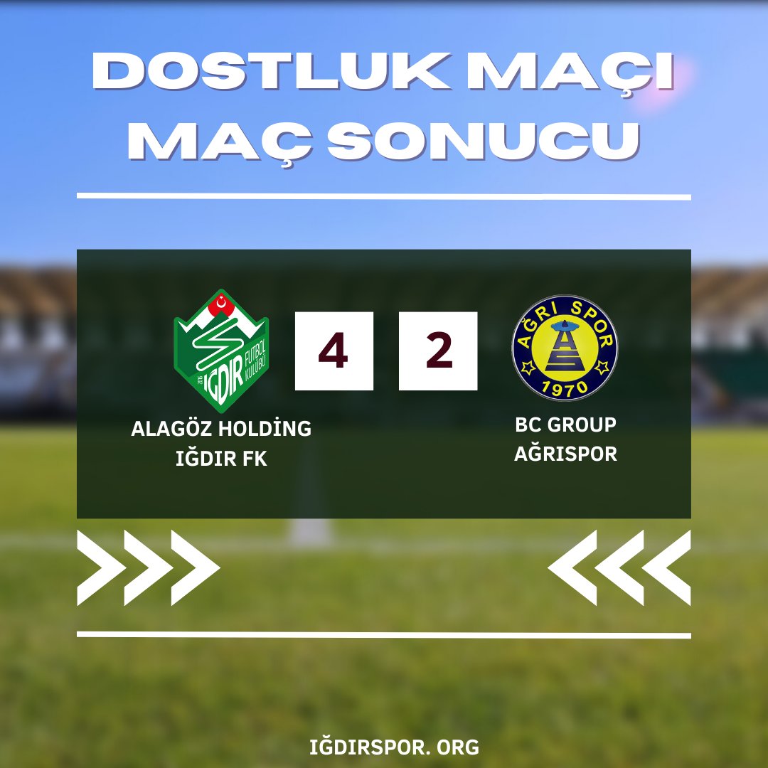DOSTLUK MAÇI SONUCU

Alagöz Holding Iğdırspor: 4
BC Group Ağrıspor: 2

#Iğdırspor 
#Ağrıspor