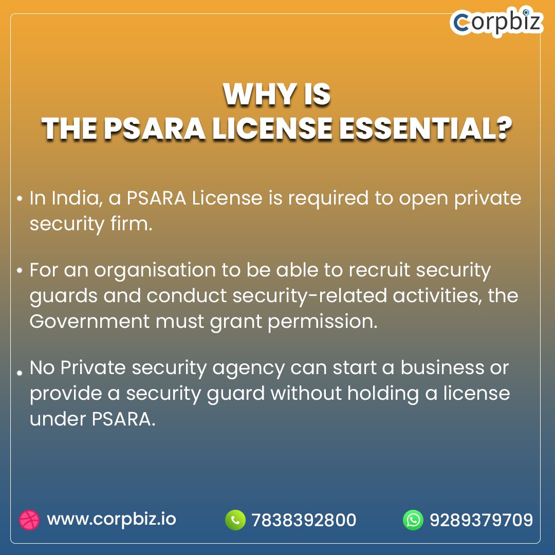 corpbizhq's tweet photo. Don't worry about your Psara registration. Let #Corpbiz handle the details for you! https://t.co/WtsU9IxX90
#psaralisense #PSARAlicense #PSARA #businessregistration #trademark #registration #gstregistration #companyformation #incometax #pasara #pasaralicence #securityagency https://t.co/pQmVMqQfPu