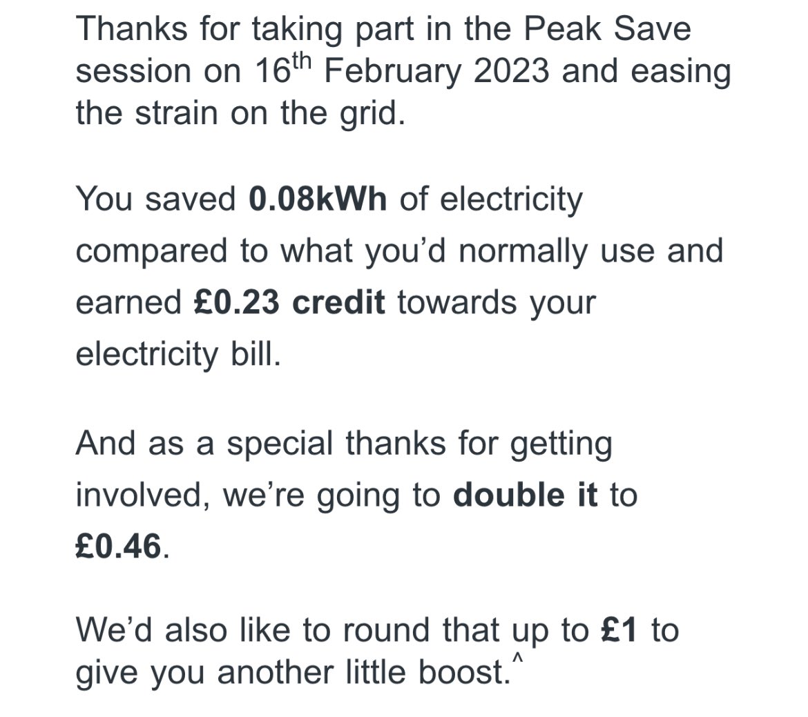 This makes no sense at all & absolutely doesn’t compute?! 🤷🏻‍♀️ @BritishGasHelp This was for an hour (1730 - 1830 hrs) last time was 1.5 hrs (1700 - 1830 hrs). Same conditions as before, weekday, I went out & only the wifi and fridge were running! 🤔 #PeakSave #Pointless #Disparity