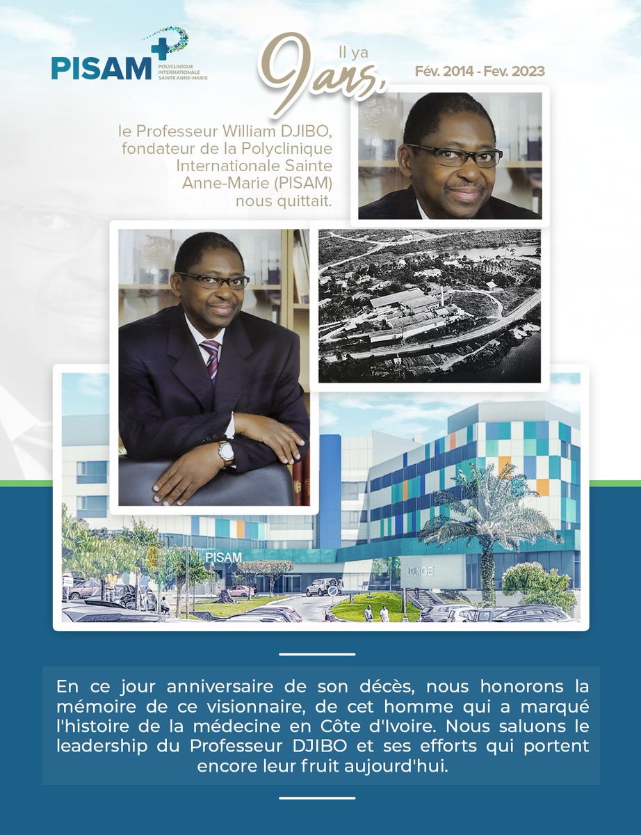 edjibo's tweet photo. 9 ans que le Professeur William DJIBO, mon père, s'est endormi.
La @Pisam_Ci est un rêve qu'il a chéri et emmené à réalité.
C'est avec un cœur plein de gratitude et de fierté que j'honore la mémoire de mon père mais aussi de mon modèle à plusieurs niveaux.

#inmemoriam #santé https://t.co/2JZI92yJJA