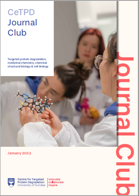 Jan 2023  #CeTPD #JournalClub is out!
lifesci.dundee.ac.uk/groups/alessio…

Congrats to editors 
@KevinHaubrich1
 
@SohiniBioPharma
 
@yutingcao1018

Thanks 
@CharlCrowe

@alessiociulli
 for contributing to the feature of the month.

@dundeeuni
 
@UoDLifeSciences

 #TargetedProteinDegradation