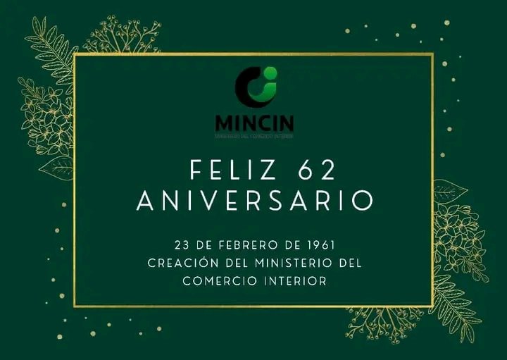 Muchas felicidades en el 62 aniversario de creación nuestro organismo 🥳🎊🤩🎂🥂.

#ComercioCuba #comercio62