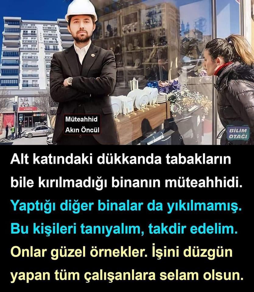 @ertasramazan1 @vanilya3 @TC_TOPRAK_ @zllktlr @CENGPASAVLI @62Fgn @ZSoytan @koczeynep123 @Son_moohican @AdayEsat @hzlandrc @YedekciC @AtakiziSeher @krdnzkaya @hakkisallier @kenan12_erol @DulgerNuretdin @Ceyhan17990111 @Berfinim_Deniz @SaadetUysall @TC_BERFIN @izmirli_mi @nesrinertass @Fatmace88204356 @avukatbahatttin @Erol77617493 @leventakbas4 @devrimlerine @pek20862298 @mediha_zafer @HakanYu04409747 @Ceyhan67323042 @kisacaanne @Neefesim1 @AtilaUlgar @Bozerkut @NevresteAslan11 @can_atakli_ @Nevresteaslan16 Kahramanmaraş'ta Müteahhid Akın Öncül 
helal olsun 
👏👏  #Hatay  #Gaziantep