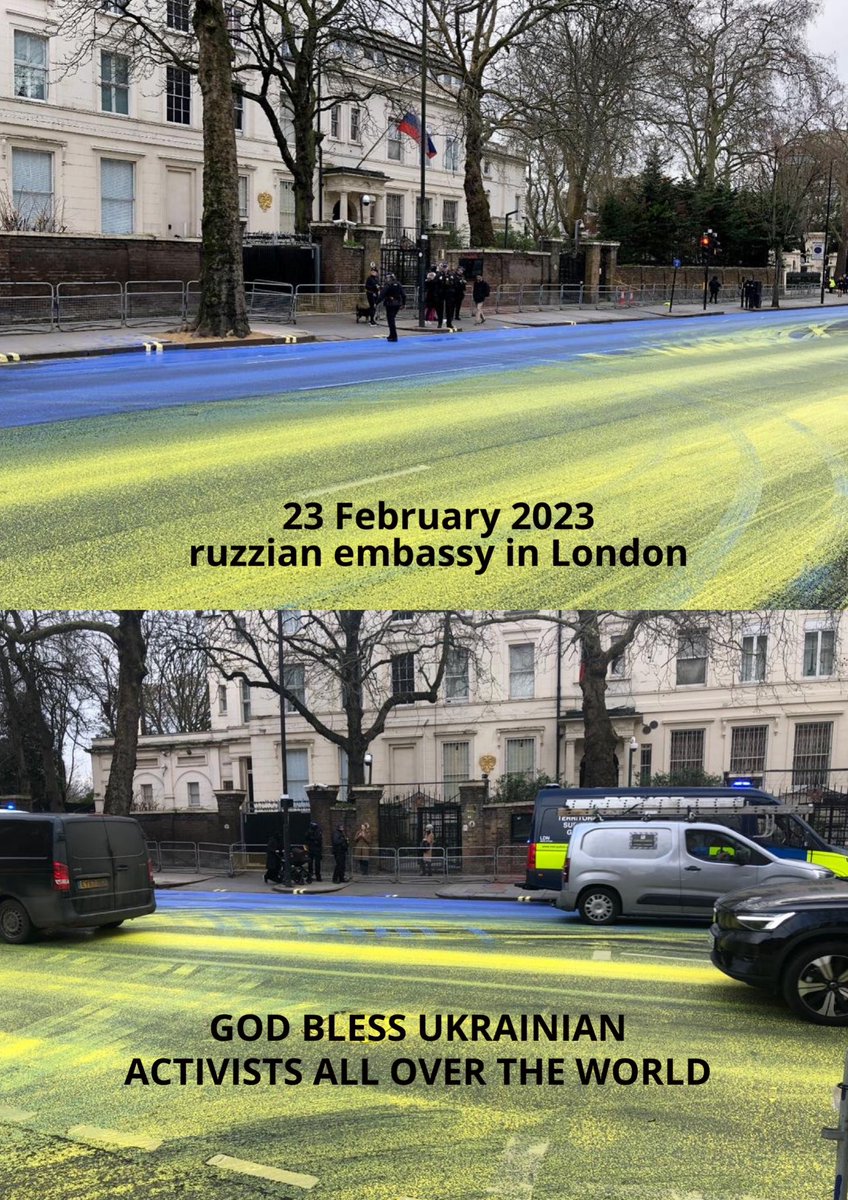 God Bless Ukrainian Activists All Over the World🇺🇦🙏🏻
⠀
Someone has painted the road blue and yellow😎
⠀
#борітесяпоборете #lightwillwinoverdarkness