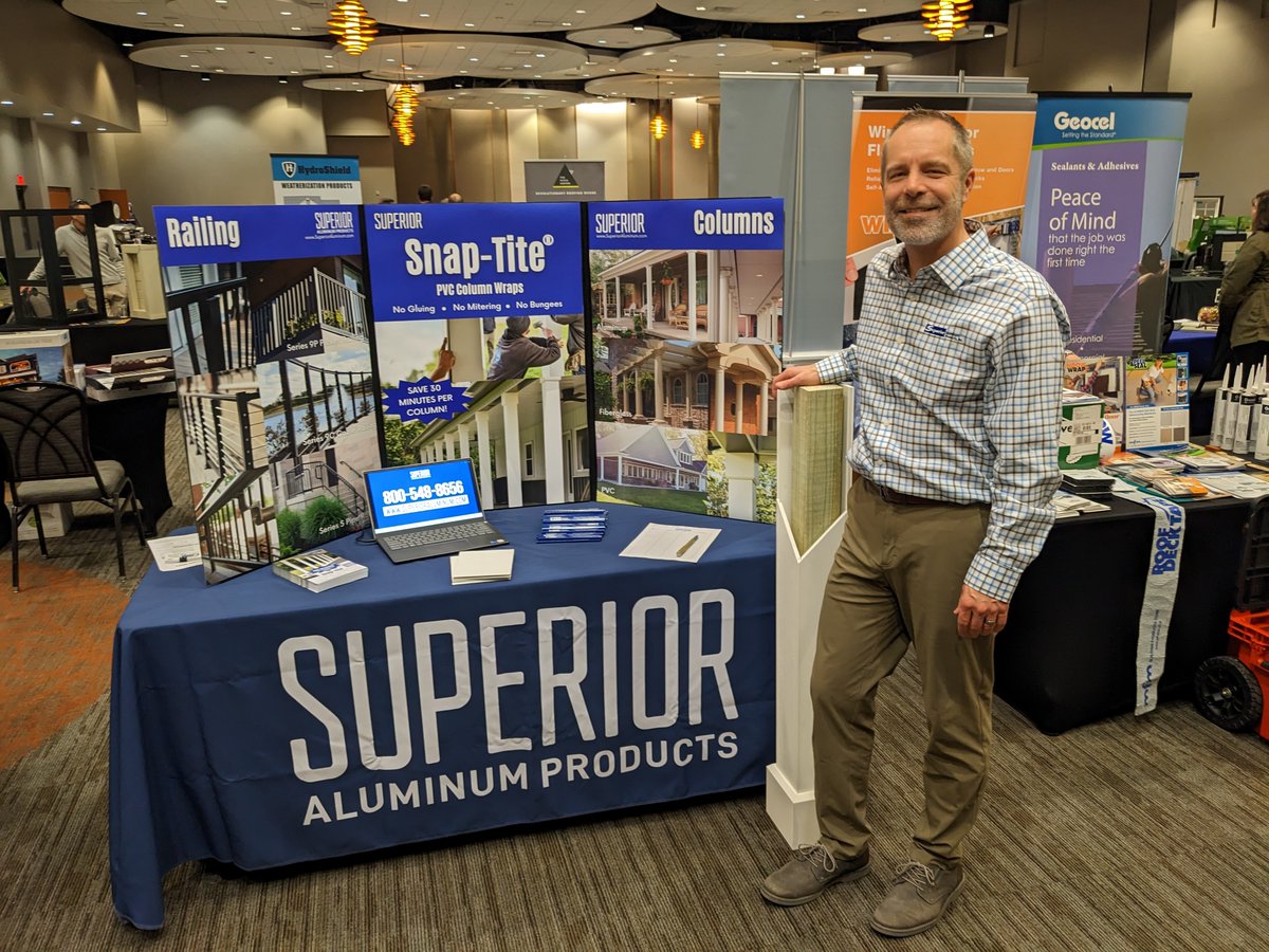 supalumprod's tweet photo. Yesterday was a great day for a trade show! We love opportunities to talk about our products, especially our new, patented Snap-Tite® PVC column wraps!
#columnwraps #PVCwraps #savetimehomebuilding https://t.co/kahdnFbcvp