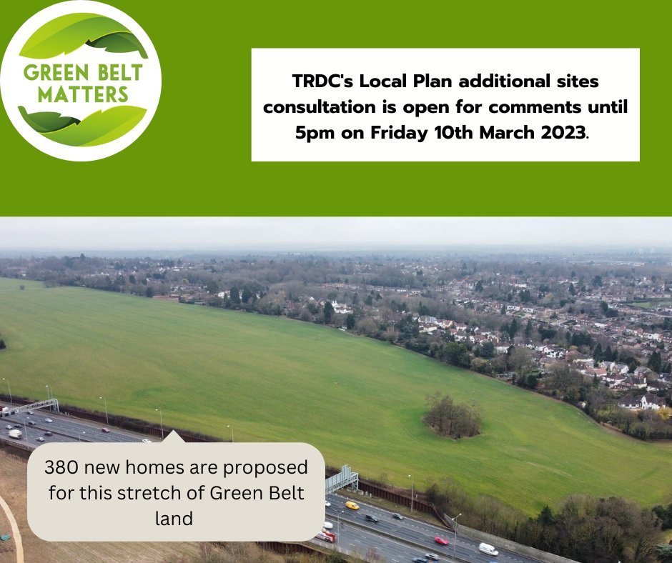 GreenBeltMatter's tweet photo. TRDC's Local Plan additional sites consultation is open for comments until 5pm on Friday 10th March 2023. One of the sites the Council has identified for 380 new houses is Kings Langley Estate South. Please respond and have your say! https://t.co/5vjSijC1vR https://t.co/RUTrTiSQKO