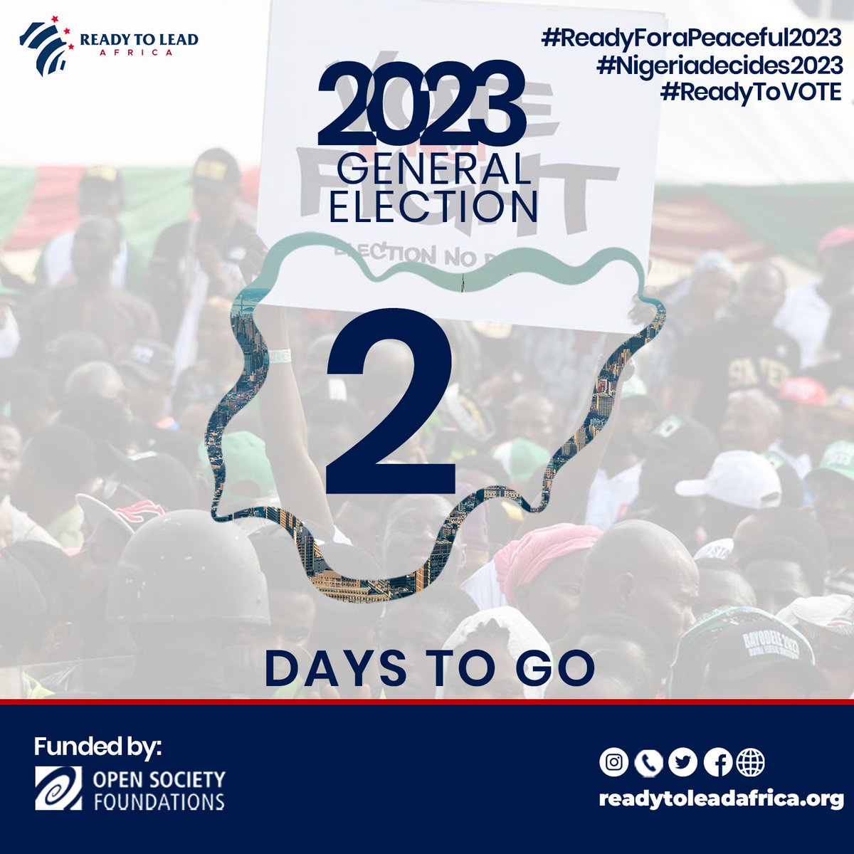 africa_ready's tweet photo. The General Elections in Nigeria is in less than 48 hrs.

ReadyToLeadAfrica as an @inecnigeria accredited observer group will be observing the election and following the results across the 774 LGAs in Nigeria.

#NigeriaDecides2023 
#ReadyToLeadAfrica
#opensocietiesfoundations https://t.co/VDzXKqBycU
