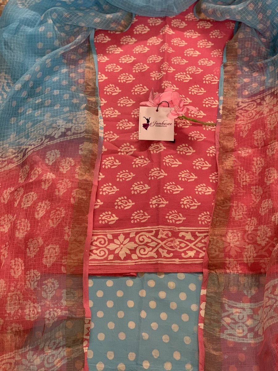 jamboreecouture's tweet photo. Hand-block kota Doria pure cotton fabric is ideal to ‘ BEAT THE HEAT’ #cotton #linen #silk #fabric #pamuk #womenethnic #printed #yarn #kaincotton #kainpasang #chiffon #shippingworldwide #stitching #lawn #material #westernunion #instastore #replica #eastern #wool https://t.co/Y9Q1y7KnWy