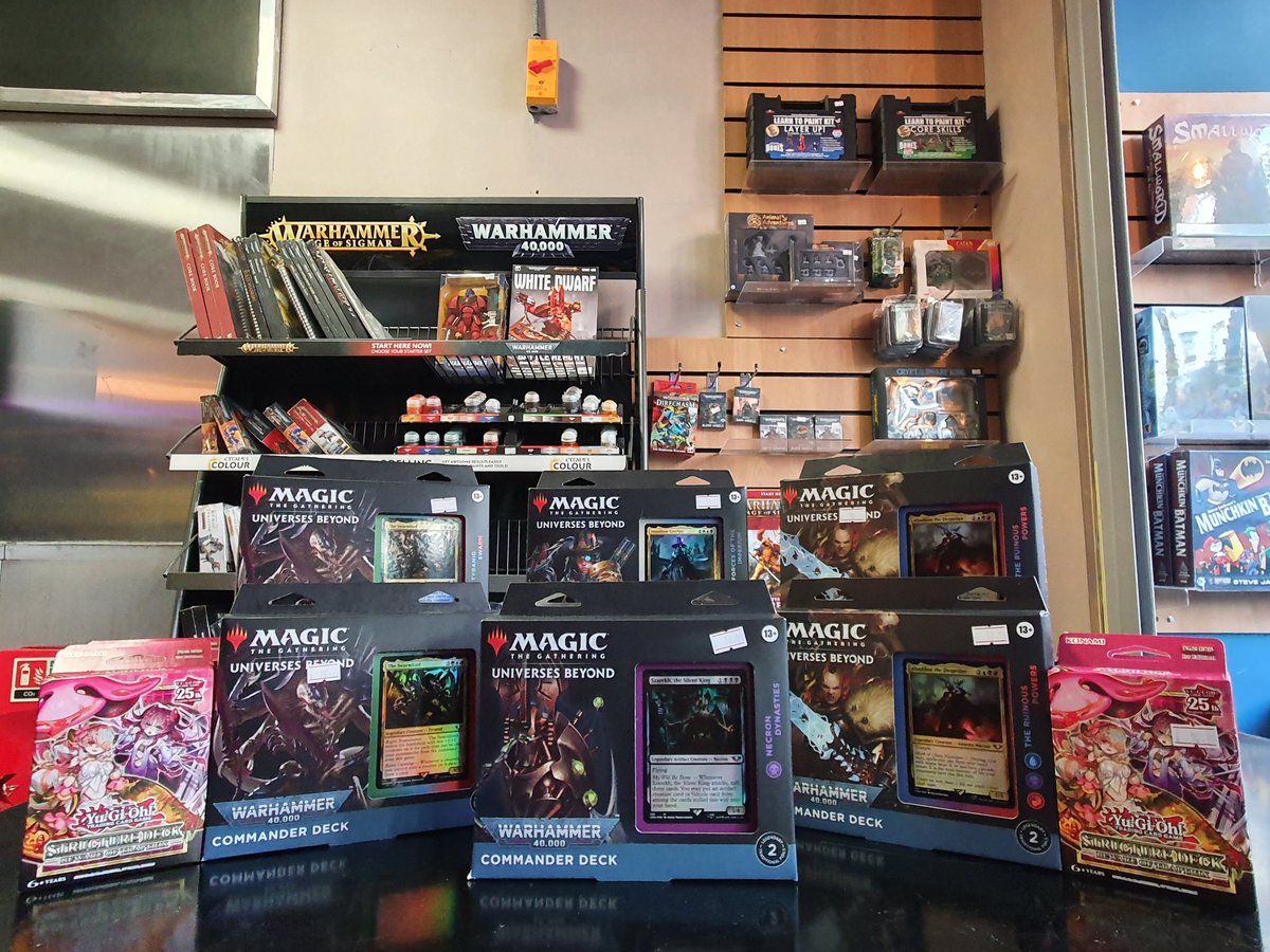 We've got a whole host of decks for your to pickup from traptrix to 40k!
We've also got the latest and greatest crown zenith boxes for you to nab those sick art cards from!