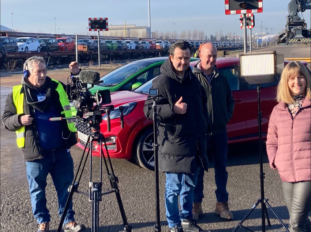 forduk's tweet photo. We welcomed @BBCTheOneShow on site at Ford Dagenham to show presenter Danny Mays its rail, road and sea logistics operation -  delivering the last Fiestas to customers this year, before soon handling electric vehicles only.  See the report on The One Show tomorrow, 7pm on BBC1. https://t.co/YifKvvHgjU