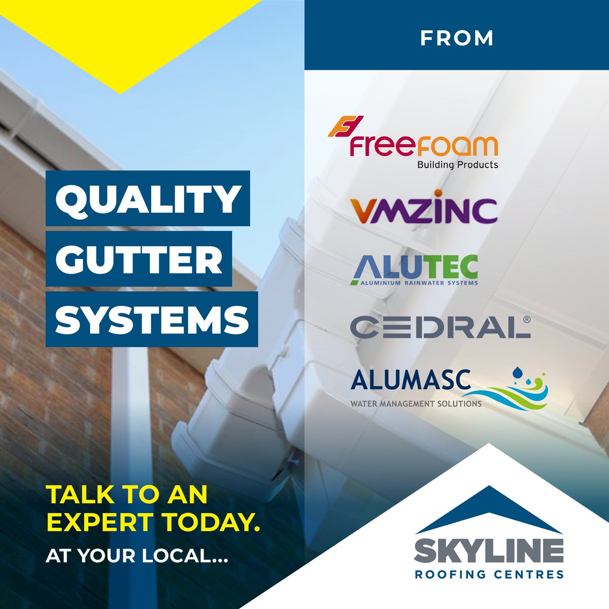 Here at Skyline we have a huge range of quality gutter systems available. Our team of experts are on hand to talk you through your options.

Shop the best brands on the market, at your local branch.

#gutters #rainwatersystems #roofingsupplies #skylineroofing #loftconversion