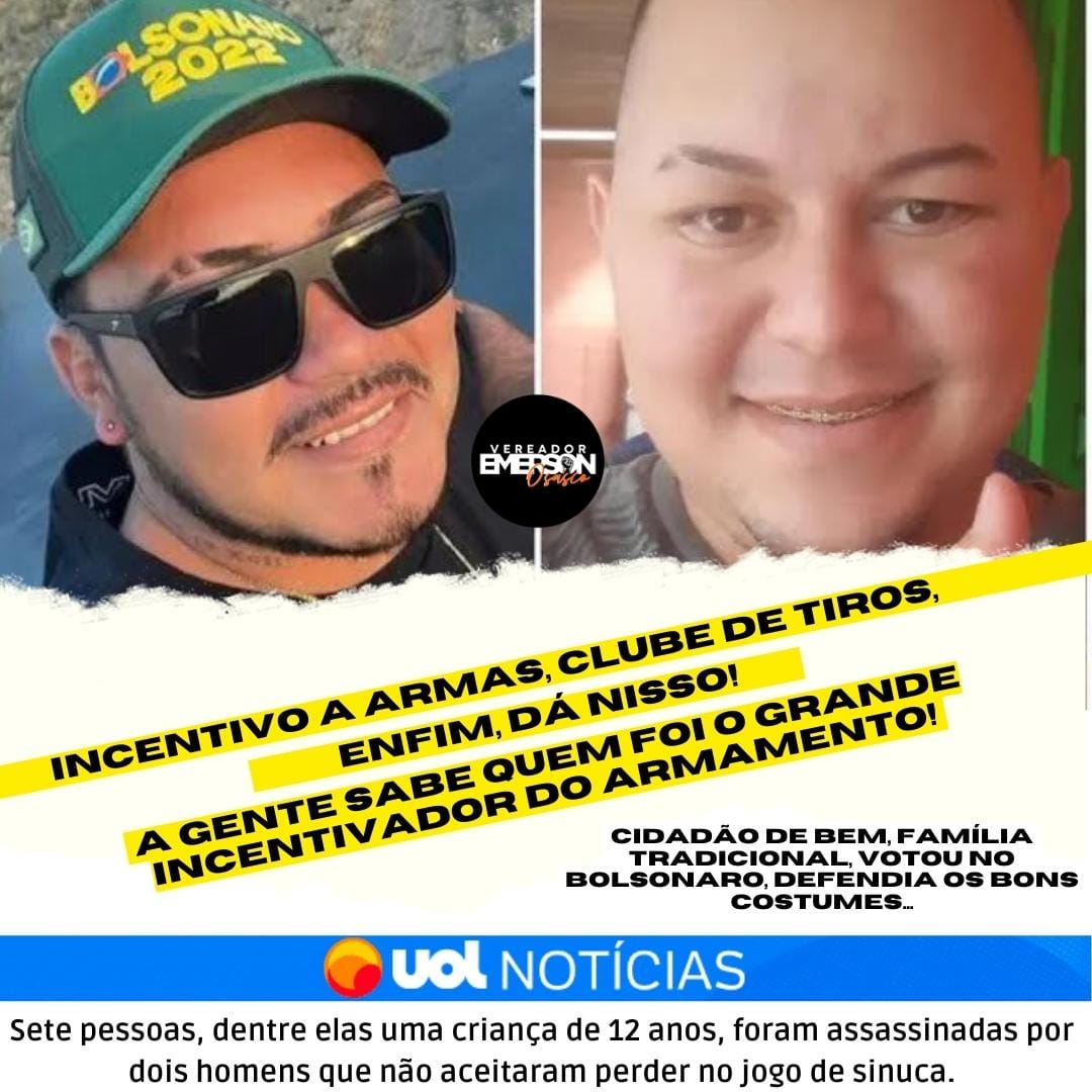 É para "segurança", os "de bem" disseram.

Normalizar e tratar isso como caso isolado, é fechar os olhos para a barbárie legalizada.

Com o libera geral, o país sofre cada vez mais ataques sem sentido e com vítimas fatais, inclusive crianças.

#armas #cacs #soudapaz