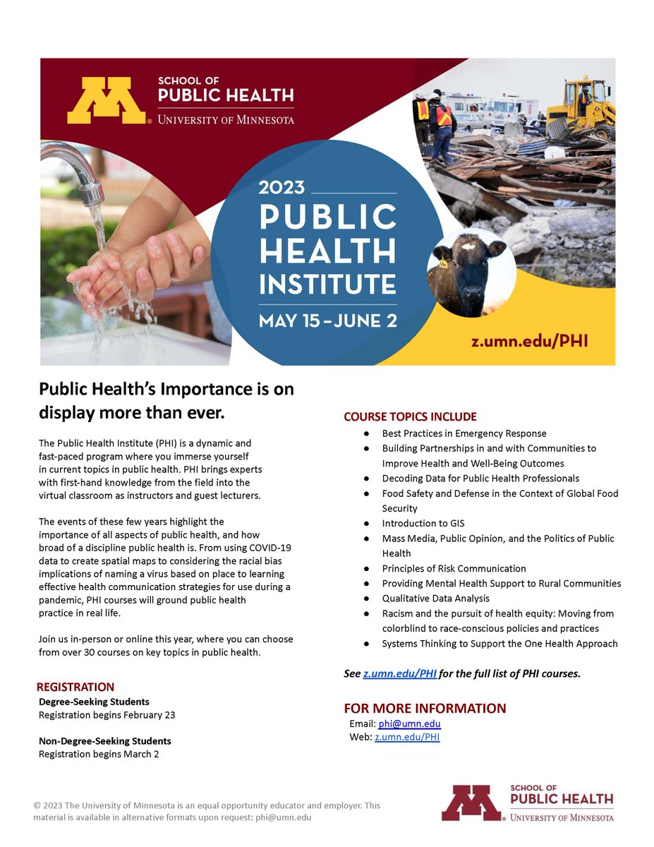 UMN School of Public Health on Twitter "RT PH_Institute Registration opens today for degree