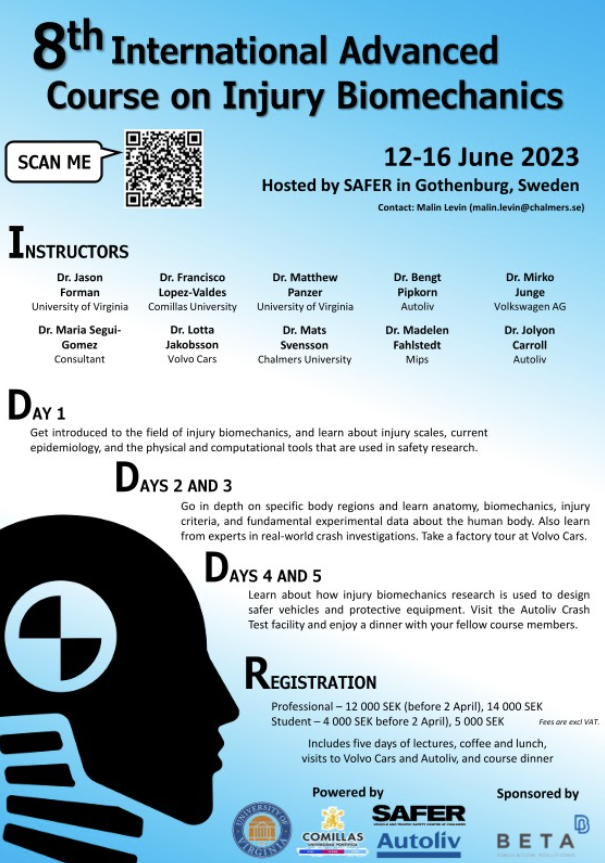 UVAMAE (@uvamae) on Twitter photo Registration is now open for the 8th International Advanced Course on Injury Biomechanics!
Hosted by SAFER in Gothenburg, Sweden, June 12-16 2023. lnkd.in/ewuVc-bf
<a href="/uvacab/">UVA Center for Applied Biomechanics</a> <a href="/UvaBiomechanics/">UVA_Biomechanics</a> <a href="/MBPanzerLab/">Panzer Lab at UVA Center for Applied Biomechanics</a> Registration is now open for the 8th International Advanced Course on Injury Biomechanics!
Hosted by SAFER in Gothenburg, Sweden, June 12-16 2023. lnkd.in/ewuVc-bf
<a href="/uvacab/">UVA Center for Applied Biomechanics</a> <a href="/UvaBiomechanics/">UVA_Biomechanics</a> <a href="/MBPanzerLab/">Panzer Lab at UVA Center for Applied Biomechanics</a>