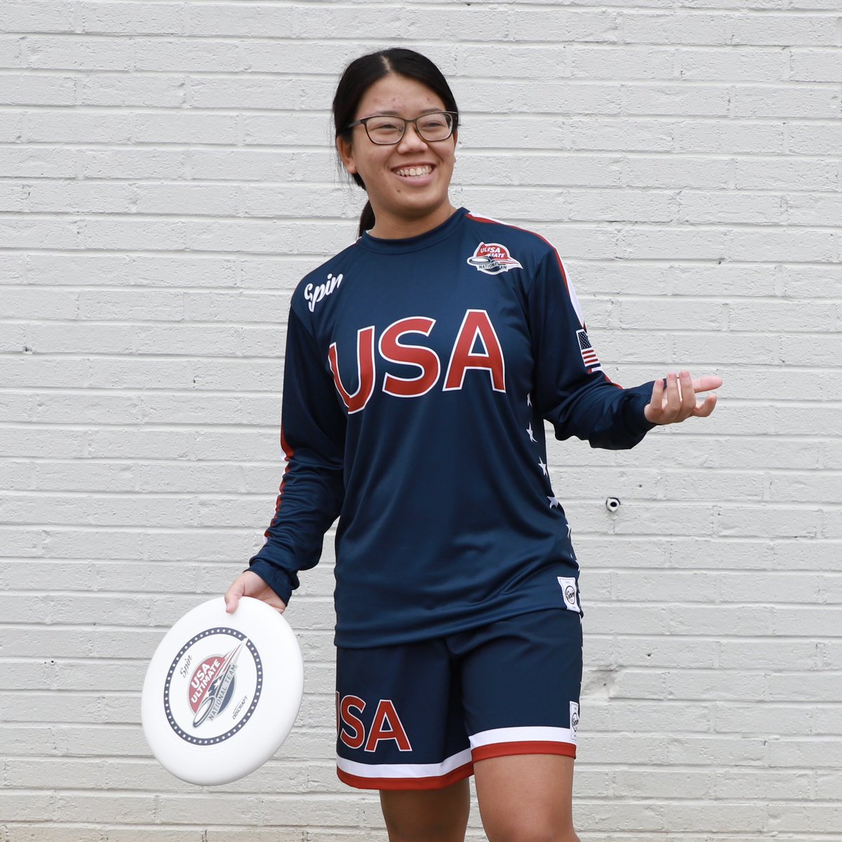 SpinUltimate's tweet photo. All smiles 😃 for the exclusive U.S. National Team collection! Tell us your favorite item in the comments below 👇

•
•
#USNationalTeam #TeamUSA #USAUltimate #SpinUltimate #UltimateFrisbee #UltimateFrisbeeUniforms #WorldGames #PullForUS https://t.co/PdJHGoODGQ